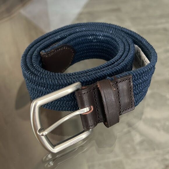 Polo Ralph Lauren 35MM Braided Stretch Buckle Belt in Navy, Size M Retail $89.50 - Picture 2 of 11
